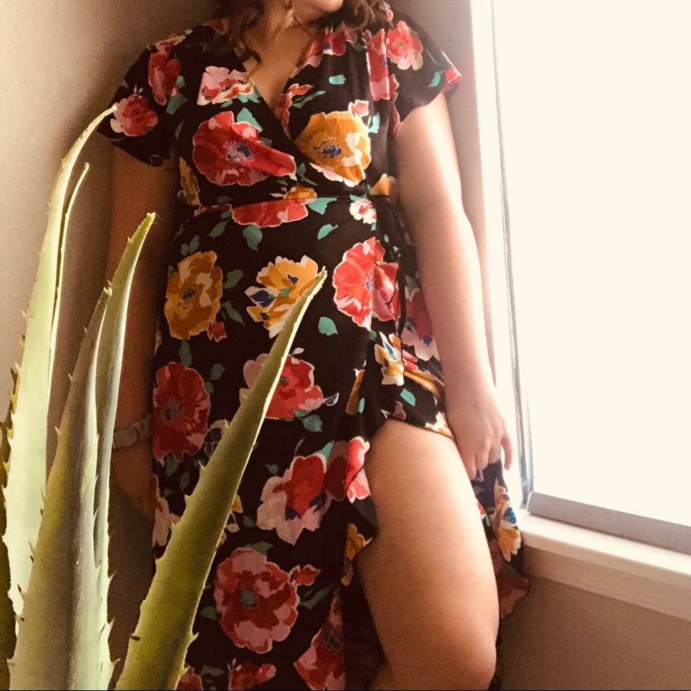 Floral Print Wrap Dress